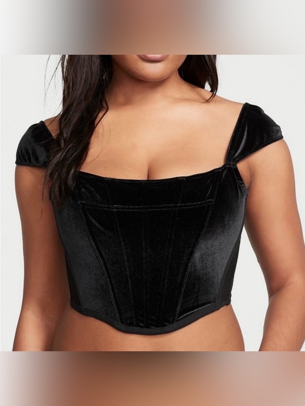 Victoria's Secret Dream Angels Black Velvet Corset Top - L